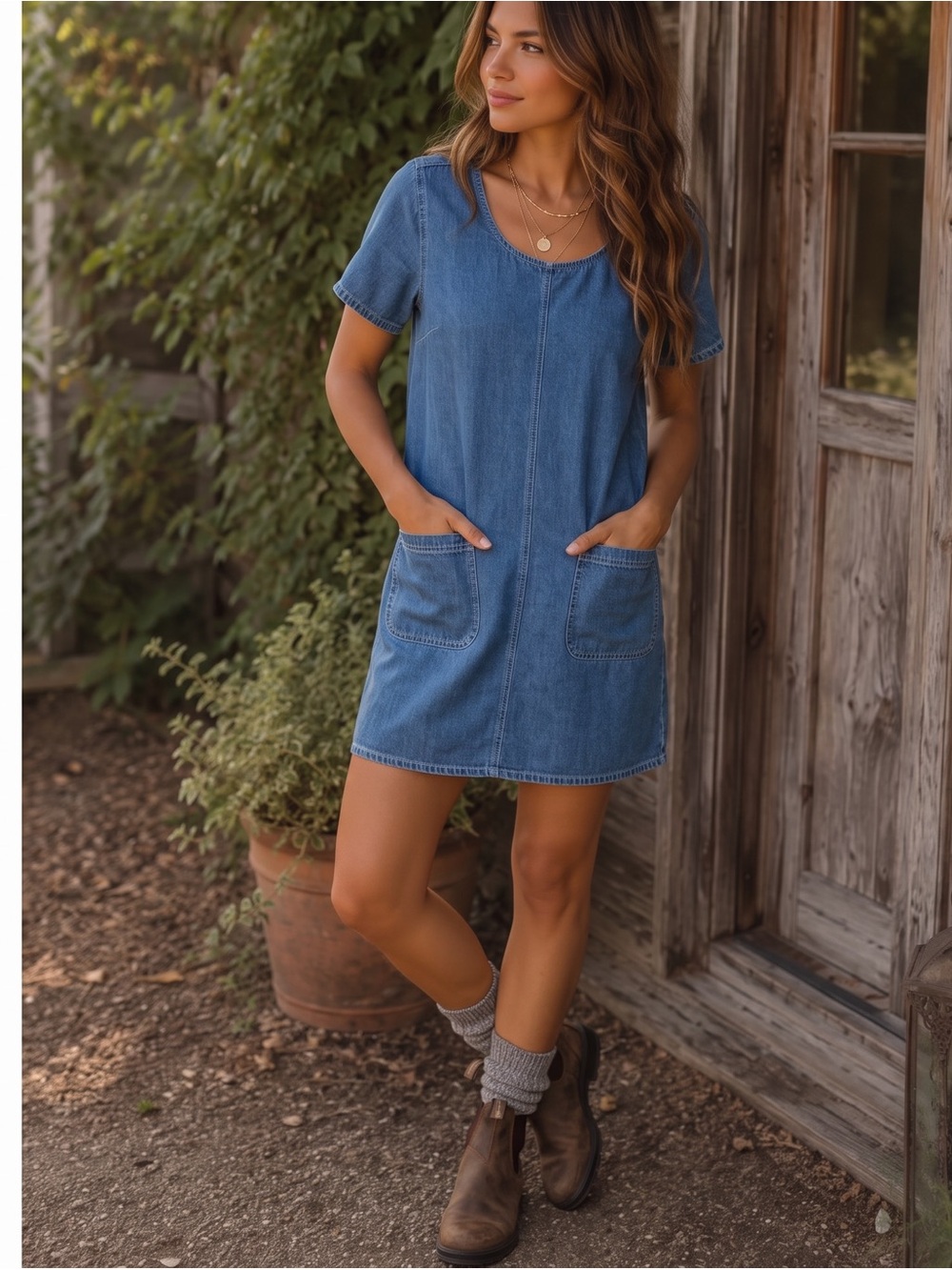 VINTAGE ERIKA CASUALS Denim Shirt Dress